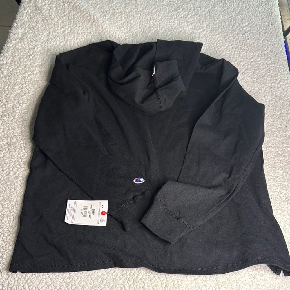 Champion Black Long Sleeve Light Weight Tee With Hood Athleticwear - Picture 5 of 5
